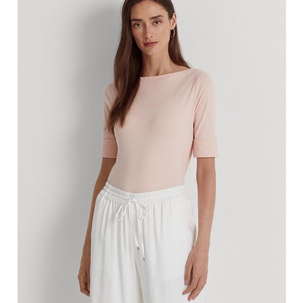 NWT Lauren Ralph Lauren Stretch Boat Neck Shirt - Picture 3 of 8